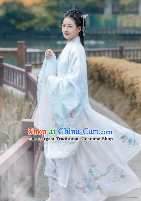 Chinese Traditional Embroidered Hanfu Dress Ancient Ming Dynasty Imperial Concubine Historical Costume for Women