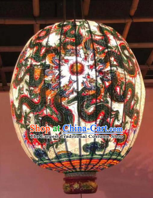 Chinese Traditional New Year Hanging Lantern Handmade Painting Nine Dragons Palace Lanterns