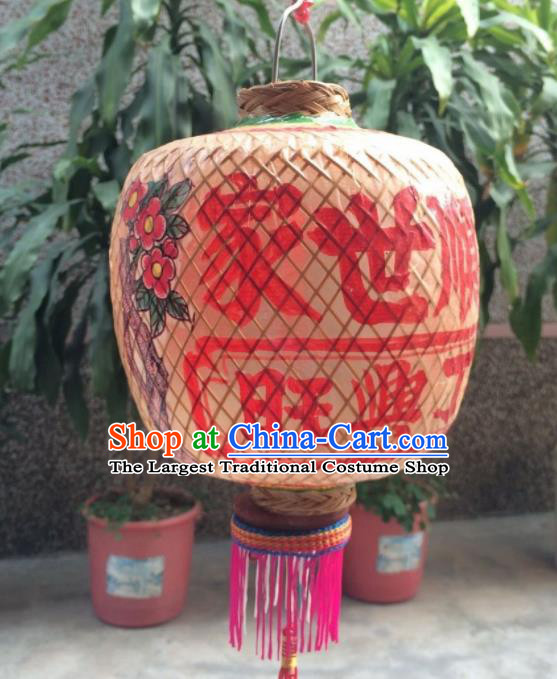 Chinese Traditional Bamboo Weaving Craft Lantern Handmade Dragon Pattern Palace Lanterns