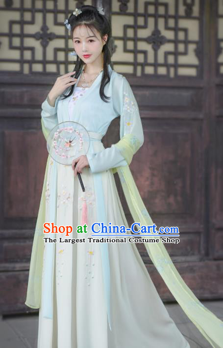 Chinese Ancient Palace Princess Embroidered Traditional Dress Tang Dynasty Historical Costume for Women