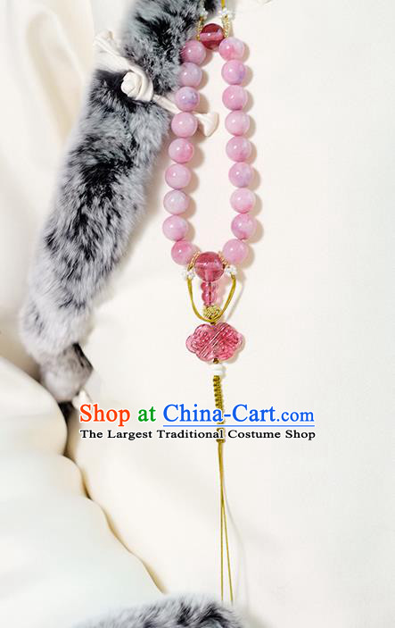 Chinese Traditional Jewelry Accessories Classical Pressure Front Pink Beads Tassel Brooch for Women