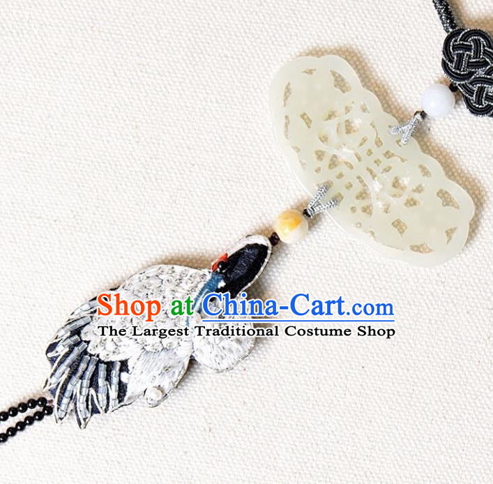 Chinese Traditional Jewelry Accessories Classical Jade Carving Tassel Necklace for Women