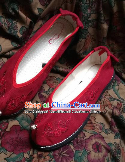 Chinese Ancient Princess Wedding Red Shoes Traditional Cloth Shoes Hanfu Shoes Embroidered Shoes for Women