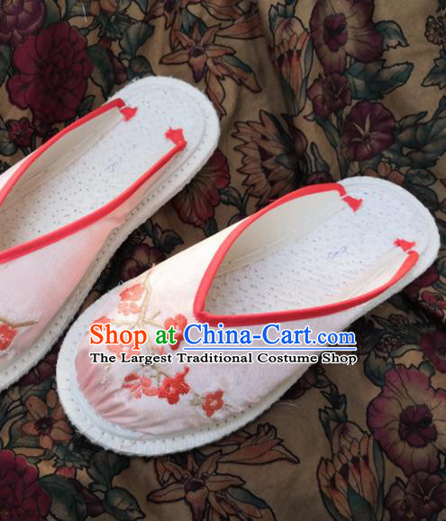 Chinese Ancient Princess Embroidered Pink Slippers Traditional Shoes Hanfu Shoes for Women