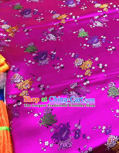 Chinese Traditional Buddhism Chrysanthemum Pattern Design Rosy Brocade Silk Fabric Tibetan Robe Satin Fabric Asian Material