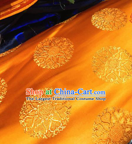 Chinese Traditional Buddhism Pattern Golden Brocade Silk Fabric Tibetan Robe Satin Fabric Asian Material