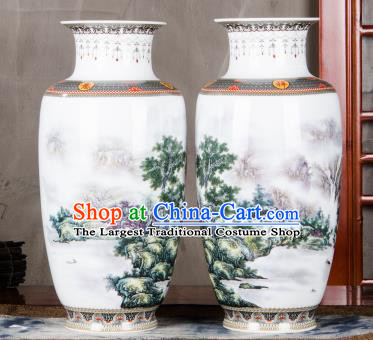 Chinese Traditional Printing Pine Enamel Vase Jingdezhen Ceramic Handicraft