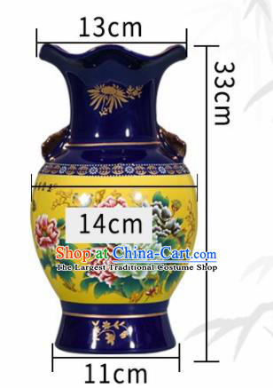 Chinese Jingdezhen Ceramic Printing Peony Craft Cloisonne Enamel Vase Handicraft Traditional Porcelain Vase
