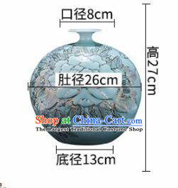 Chinese Jingdezhen Ceramic Craft Peony Pattern Enamel Pomegranate Vase Handicraft Traditional Porcelain Vase