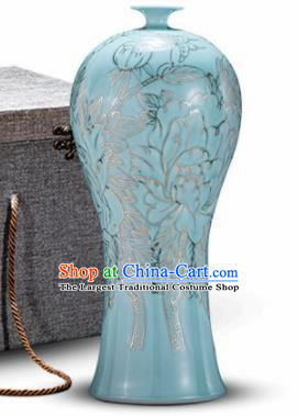 Chinese Jingdezhen Ceramic Craft Peony Pattern Enamel Prunus Vase Handicraft Traditional Porcelain Vase