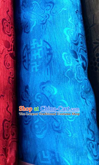 Chinese Traditional Buddhism Pattern Design Blue Brocade Silk Fabric Tibetan Robe Fabric Asian Material