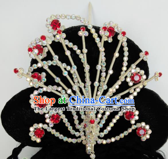 Chinese Ancient Princess Crystal Phoenix Hairpins Traditional Peking Opera Artiste Headwear for Women