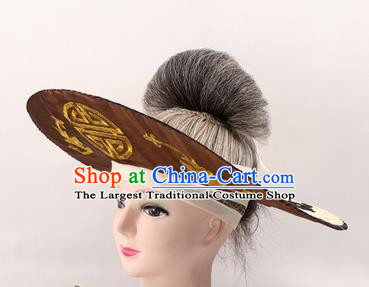 Chinese Ancient Fishermen Brown Hat Traditional Peking Opera Old Male Headwear for Men