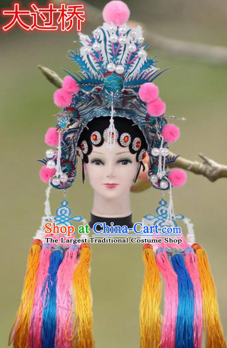 Chinese Ancient Princess Tassel Phoenix Coronet Traditional Peking Opera Diva Headwear for Women