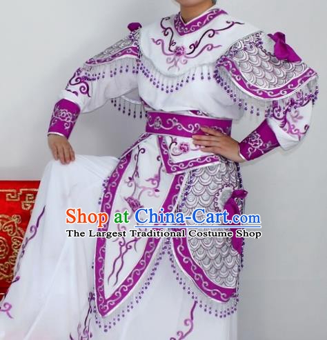 Chinese Ancient Swordswoman Purple Embroidered Dress Traditional Peking Opera Blues Artiste Costume for Women