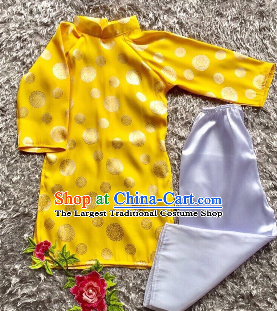 Classical Traditional Vietnam Dress Complete Set for Children Girls