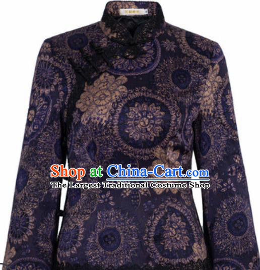 Chinese Traditional Tang Suit Upper Outer Garment Qipao Purple Blouse National Costume for Women