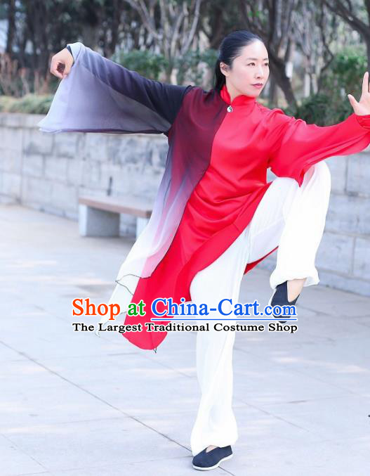 Chinese Traditional Kung Fu Competition Red Costume Martial Arts Tai Chi Clothing for Women