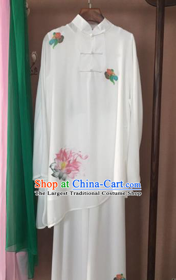Chinese Traditional Kung Fu Costume Martial Arts Competition Tai Chi Printing Lotus Clothing for Women