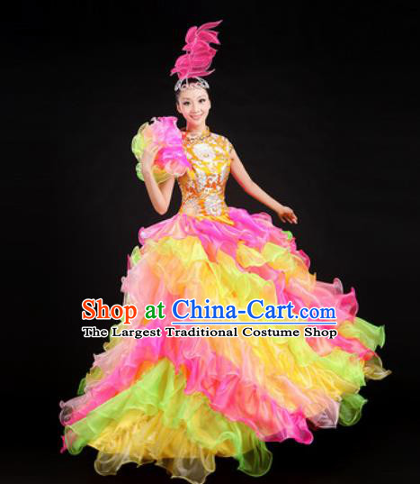 Chinese Traditional Opening Dance Bubble Dress Spring Festival Gala Stage Performance Costume for Women