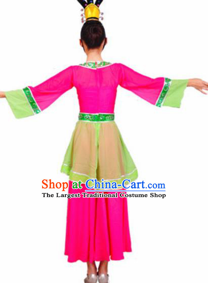 Chinese Traditional Classical Dance Costume Umbrella Dance Stage Performance Rosy Dress for Women