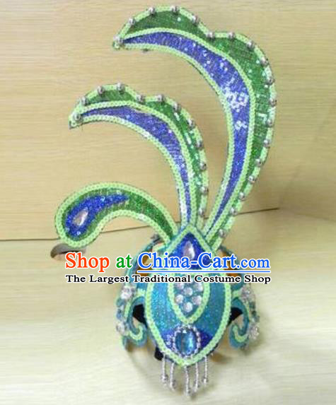 Chinese Traditional Classical Dance Hair Accessories Peacock Dance Headwear for Women