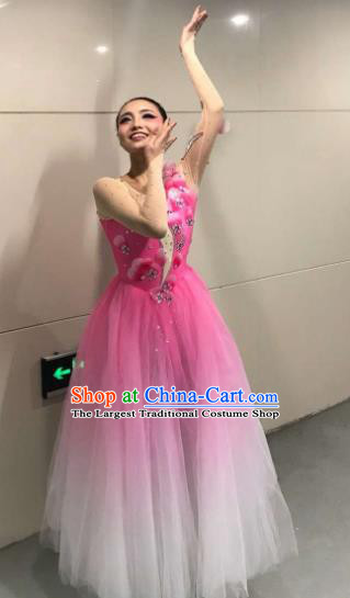 Top Grade Chorus Opening Dance Pink Veil Dress Modern Dance Stage Performance Costume for Women