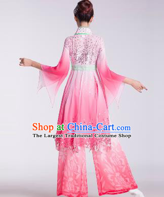 Chinese Traditional Umbrella Dance Costume Classical Dance Stage Performance Pink Clothing for Women