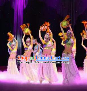 Chinese Traditional Classical Dance Pink Clothing Lotus Dance Stage Performance Costume for Women