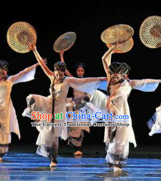 Chinese Traditional Classical Dance Clothing Bamboo Hat Dance Stage Performance Costume for Women