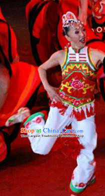 Chinese Traditional Fan Dance Clothing Folk Dance Stage Performance Costume for Women