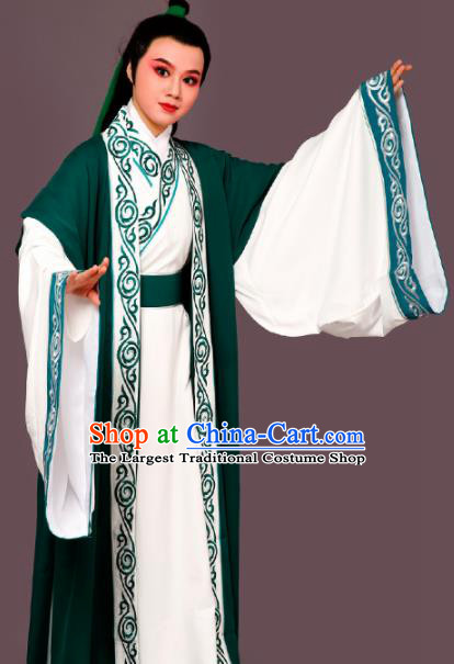 Chinese Traditional Peking Opera Nobility Childe Green Embroidered Robe Beijing Opera Niche Costume for Men