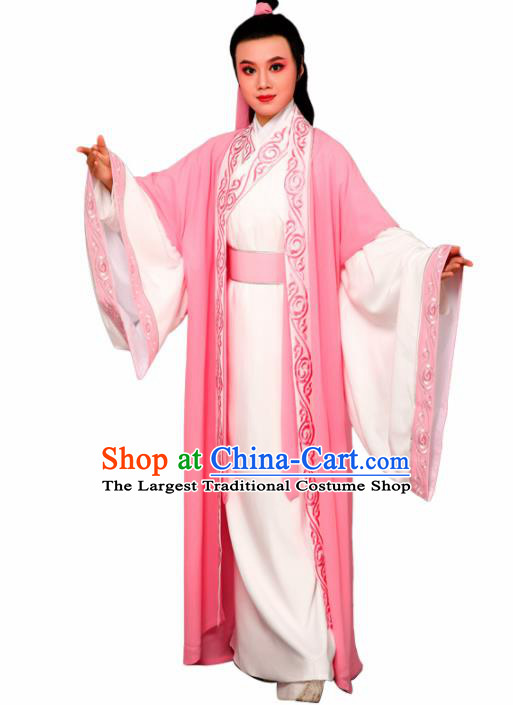 Chinese Traditional Peking Opera Nobility Childe Pink Embroidered Robe Beijing Opera Niche Costume for Men
