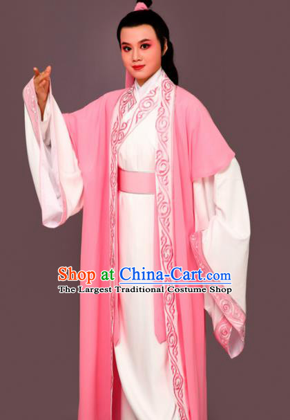 Chinese Traditional Peking Opera Nobility Childe Pink Embroidered Robe Beijing Opera Niche Costume for Men