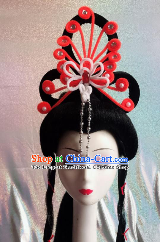 Chinese Traditional Beijing Opera Peri Orange Phoenix Hairpins Peking Opera Diva Hair Accessories for Women