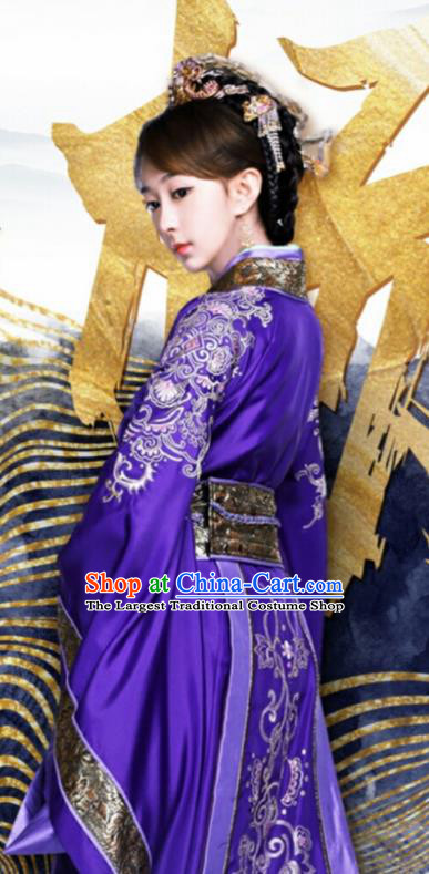 Drama Queen Dugu Chinese Northern Zhou Dynasty Princess Hanfu Dress Ancient Historical Costume and Headpiece for Women
