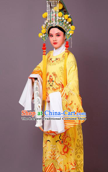 Chinese Traditional Peking Opera Niche Yellow Embroidered Robe Beijing Opera Number One Scholar Costume for Men