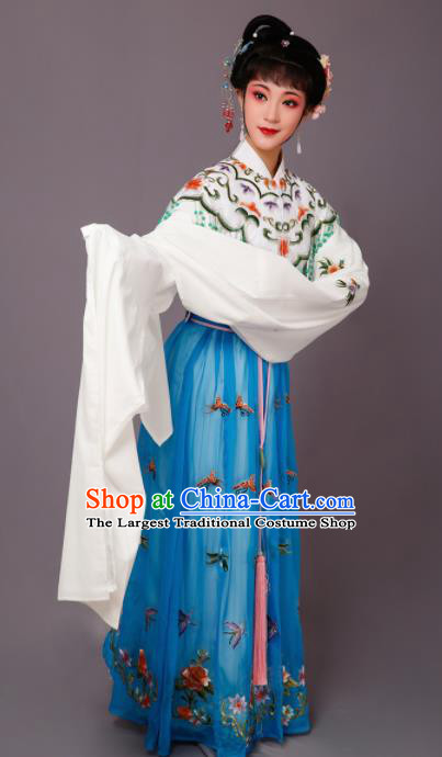 Chinese Traditional Beijing Opera Princess Costume Peking Opera Diva Blue Dress for Women