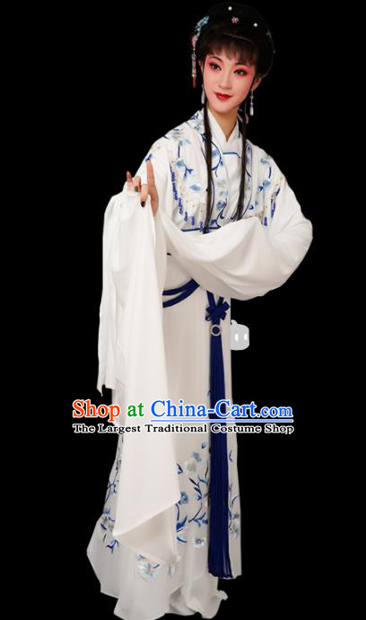 Chinese Traditional Peking Opera Princess White Dress Beijing Opera Hua Dan Costume for Women