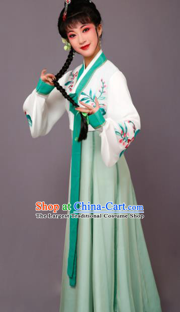 Chinese Traditional Huangmei Opera Embroidered Green Dress Beijing Opera Hua Dan Costume for Women