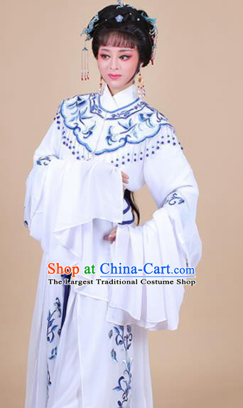 Chinese Traditional Shaoxing Opera Peri Blue Embroidered Dress Beijing Opera Hua Dan Costume for Women