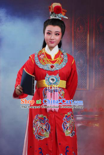 Chinese Traditional Peking Opera Crown Prince Embroidered Red Robe Beijing Opera Niche Costume for Men