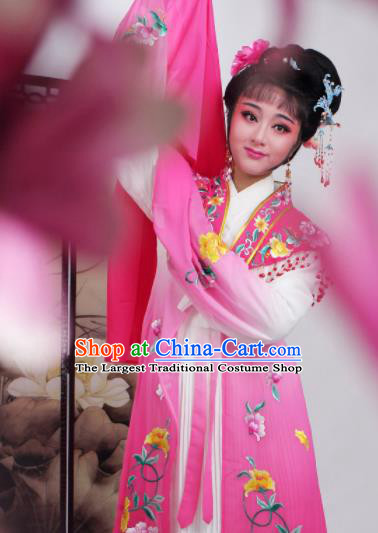 Chinese Traditional Huangmei Opera Embroidered Pink Dress Beijing Opera Hua Dan Costume for Women