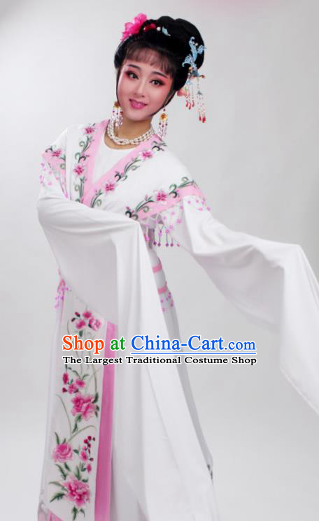 Chinese Traditional Huangmei Opera Embroidered Pink Peony Dress Beijing Opera Hua Dan Costume for Women