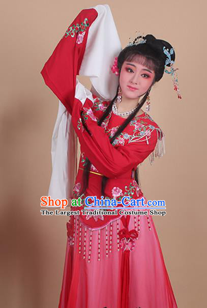 Chinese Traditional Huangmei Opera Nobility Lady Embroidered Red Dress Beijing Opera Hua Dan Costume for Women