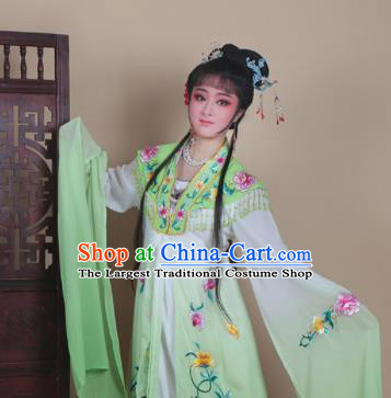 Chinese Traditional Huangmei Opera Actress Embroidered Green Dress Beijing Opera Hua Dan Costume for Women