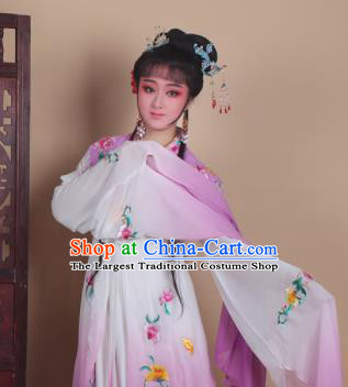 Chinese Traditional Huangmei Opera Actress Embroidered Purple Dress Beijing Opera Hua Dan Costume for Women