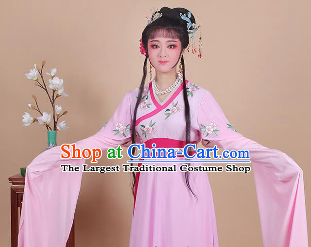 Chinese Traditional Shaoxing Opera Maidservants Embroidered Pink Dress Beijing Opera Young Lady Hua Dan Costume for Women