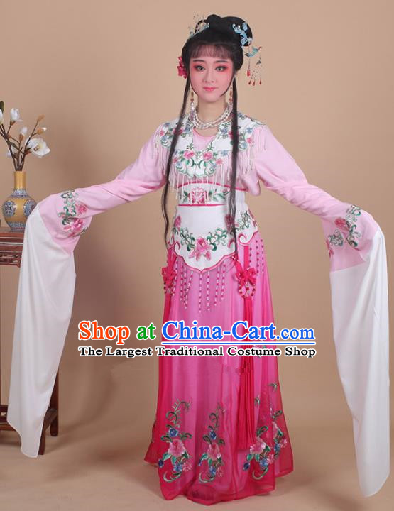 Chinese Traditional Huangmei Opera Nobility Lady Embroidered Rosy Dress Beijing Opera Hua Dan Costume for Women