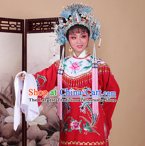 Chinese Traditional Shaoxing Opera Imperial Consort Embroidered Red Dress Beijing Opera Hua Dan Costume for Women